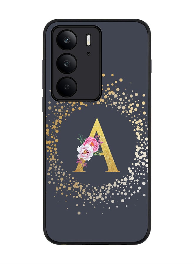 Stylizedd For Realme C75x / C75 4G Case,Slim fit Camera Protection, Shockproof Thin Phone cover  - Custom Monogram Floral - A  (Grey ) - Image 1